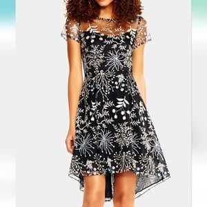 Women mesh embroidered dress,lined, size 4